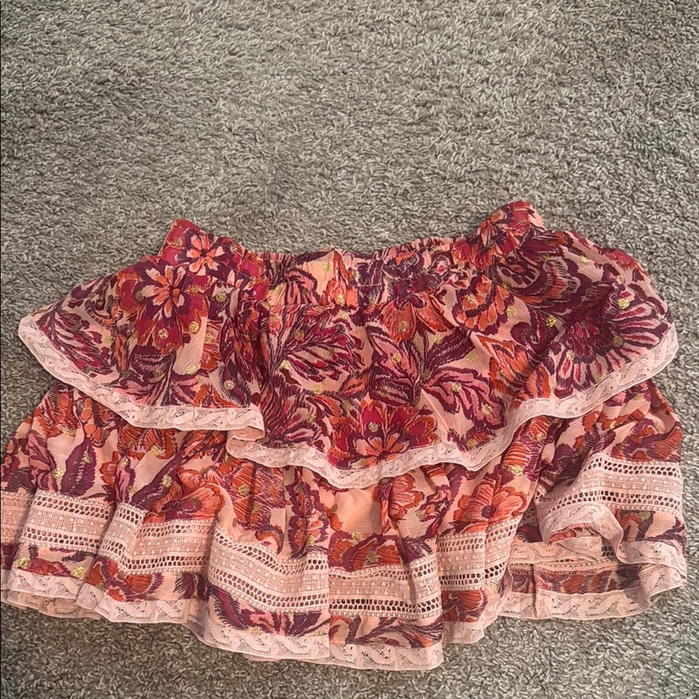 Ash Red and Pink Bubble Mini Skirt